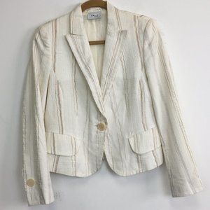 Akris Punto Striped Linen Blend One Button Blazer